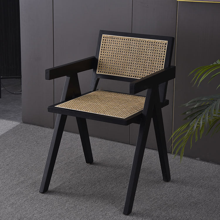 Contemporary Style Rubberwood Chair Open Back Arm Kitchen Dining Chairs Black 1 Piece Clearhalo ' kitchen&dining_furn' 'Dining Chairs' 'Dining Tables & Seating' 'dining_chair' 'furn' 'furn_dining_chair' 'Furniture' 'furniture_dining_chair' 'Kitchen & Dining Furniture' 'kitchen' 3542059
