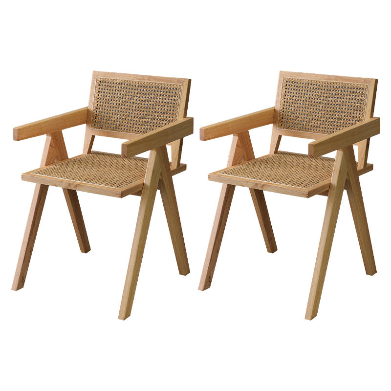 Contemporary Style Rubberwood Chair Open Back Arm Kitchen Dining Chairs Wood 2 Piece Set Clearhalo ' kitchen&dining_furn' 'Dining Chairs' 'Dining Tables & Seating' 'dining_chair' 'furn' 'furn_dining_chair' 'Furniture' 'furniture_dining_chair' 'Kitchen & Dining Furniture' 'kitchen' 3542060