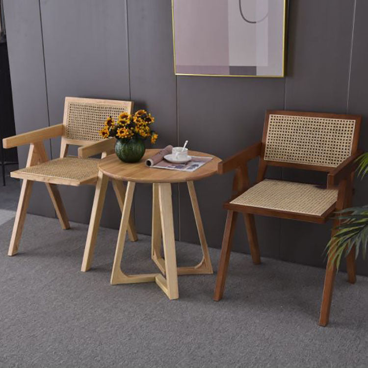 Contemporary Style Rubberwood Chair Open Back Arm Kitchen Dining Chairs Clearhalo ' kitchen&dining_furn' 'Dining Chairs' 'Dining Tables & Seating' 'dining_chair' 'furn' 'furn_dining_chair' 'Furniture' 'furniture_dining_chair' 'Kitchen & Dining Furniture' 'kitchen' 3542062