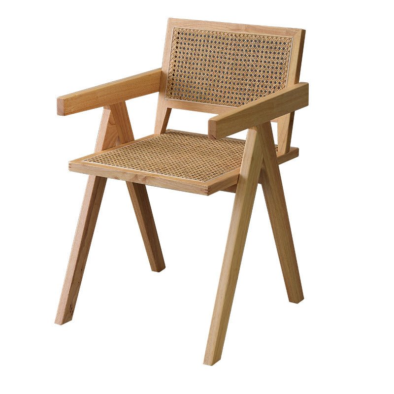Contemporary Style Rubberwood Chair Open Back Arm Kitchen Dining Chairs Clearhalo ' kitchen&dining_furn' 'Dining Chairs' 'Dining Tables & Seating' 'dining_chair' 'furn' 'furn_dining_chair' 'Furniture' 'furniture_dining_chair' 'Kitchen & Dining Furniture' 'kitchen' 3542063