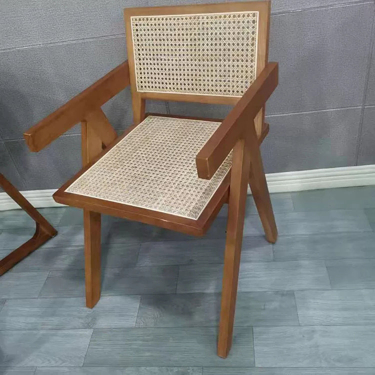 Contemporary Style Rubberwood Chair Open Back Arm Kitchen Dining Chairs Red Brown 1 Piece Clearhalo ' kitchen&dining_furn' 'Dining Chairs' 'Dining Tables & Seating' 'dining_chair' 'furn' 'furn_dining_chair' 'Furniture' 'furniture_dining_chair' 'Kitchen & Dining Furniture' 'kitchen' 3542064