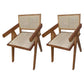 Contemporary Style Rubberwood Chair Open Back Arm Kitchen Dining Chairs Red Brown 2 Piece Set Clearhalo ' kitchen&dining_furn' 'Dining Chairs' 'Dining Tables & Seating' 'dining_chair' 'furn' 'furn_dining_chair' 'Furniture' 'furniture_dining_chair' 'Kitchen & Dining Furniture' 'kitchen' 3542065