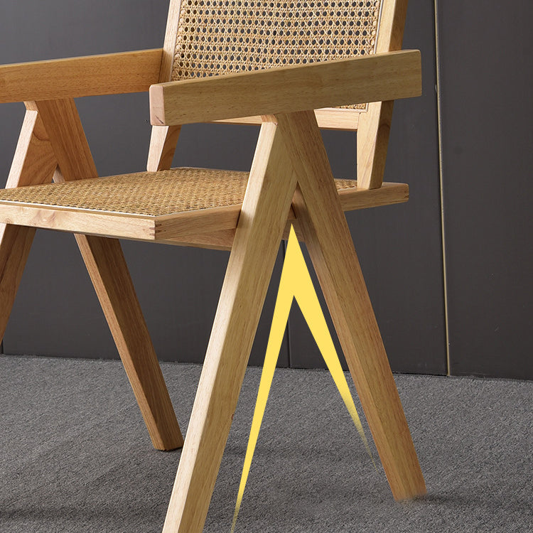 Contemporary Style Rubberwood Chair Open Back Arm Kitchen Dining Chairs Clearhalo ' kitchen&dining_furn' 'Dining Chairs' 'Dining Tables & Seating' 'dining_chair' 'furn' 'furn_dining_chair' 'Furniture' 'furniture_dining_chair' 'Kitchen & Dining Furniture' 'kitchen' 3542075