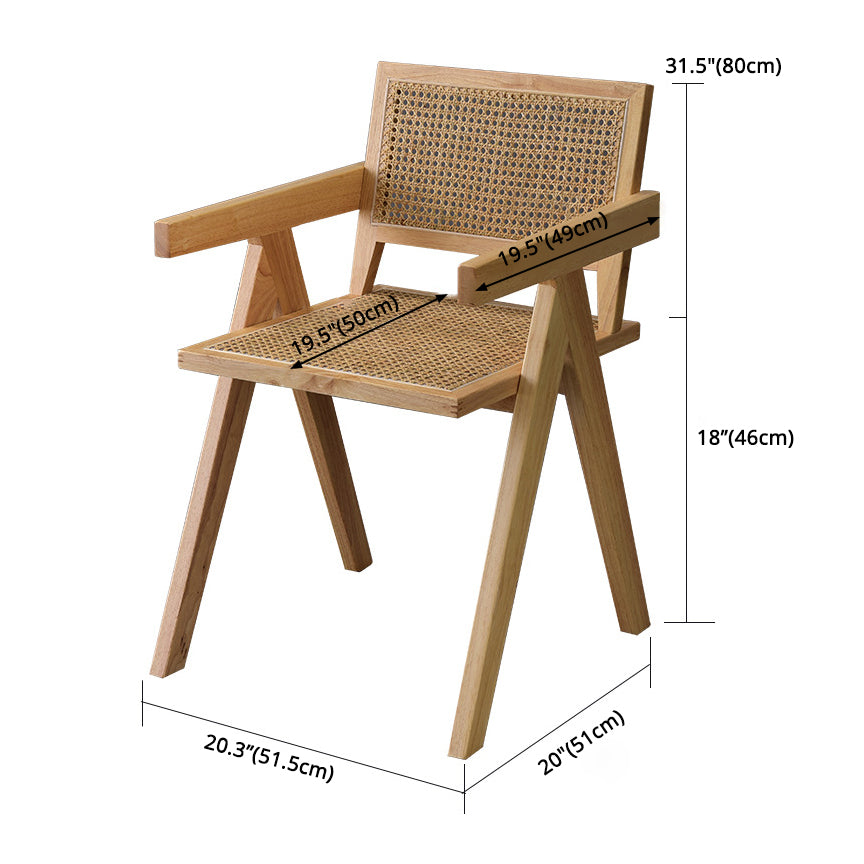 Contemporary Style Rubberwood Chair Open Back Arm Kitchen Dining Chairs Clearhalo ' kitchen&dining_furn' 'Dining Chairs' 'Dining Tables & Seating' 'dining_chair' 'furn' 'furn_dining_chair' 'Furniture' 'furniture_dining_chair' 'Kitchen & Dining Furniture' 'kitchen' 3542076