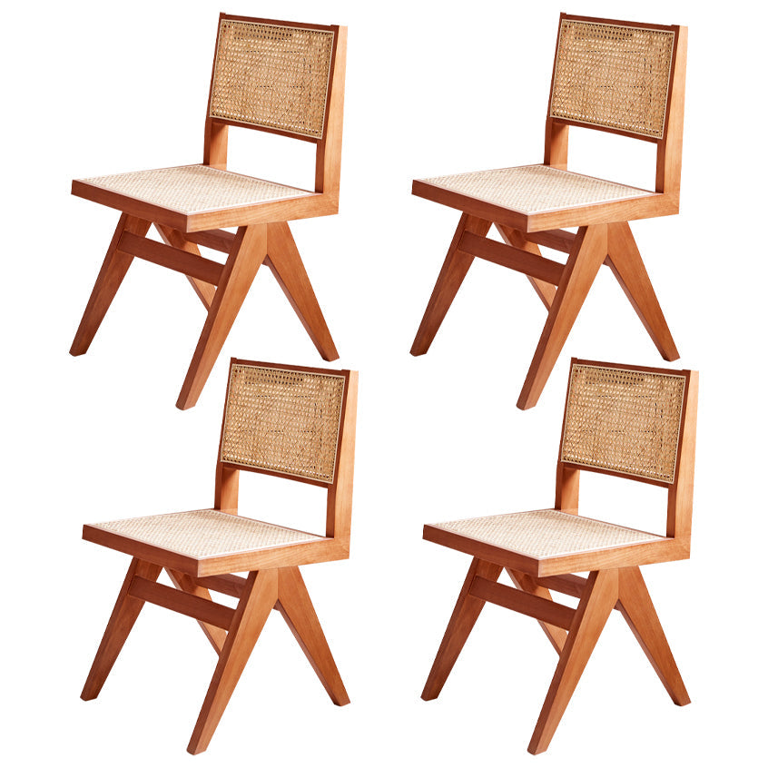 Solid Rubberwood Kitchen Dining Room Chairs Open Back Side Chairs Sets Red Brown 4 Piece Set Clearhalo ' kitchen&dining_furn' 'Dining Chairs' 'Dining Tables & Seating' 'dining_chair' 'furn' 'furn_dining_chair' 'Furniture' 'furniture_dining_chair' 'Kitchen & Dining Furniture' 'kitchen' 3542095