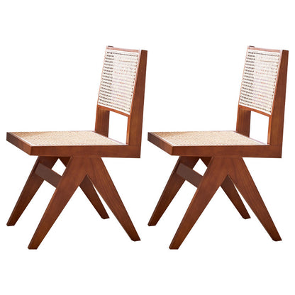 Solid Rubberwood Kitchen Dining Room Chairs Open Back Side Chairs Sets Walnut 2 Piece Set Clearhalo ' kitchen&dining_furn' 'Dining Chairs' 'Dining Tables & Seating' 'dining_chair' 'furn' 'furn_dining_chair' 'Furniture' 'furniture_dining_chair' 'Kitchen & Dining Furniture' 'kitchen' 3542099