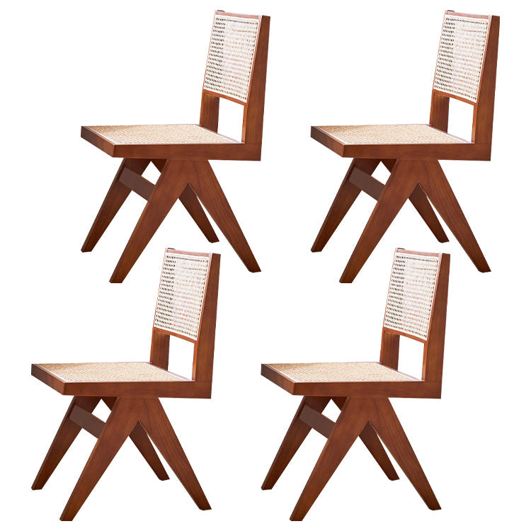 Solid Rubberwood Kitchen Dining Room Chairs Open Back Side Chairs Sets Walnut 4 Piece Set Clearhalo ' kitchen&dining_furn' 'Dining Chairs' 'Dining Tables & Seating' 'dining_chair' 'furn' 'furn_dining_chair' 'Furniture' 'furniture_dining_chair' 'Kitchen & Dining Furniture' 'kitchen' 3542101
