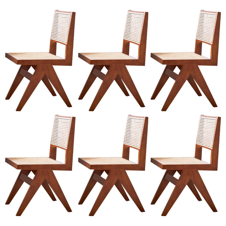 Solid Rubberwood Kitchen Dining Room Chairs Open Back Side Chairs Sets Walnut 6 Piece Set Clearhalo ' kitchen&dining_furn' 'Dining Chairs' 'Dining Tables & Seating' 'dining_chair' 'furn' 'furn_dining_chair' 'Furniture' 'furniture_dining_chair' 'Kitchen & Dining Furniture' 'kitchen' 3542102