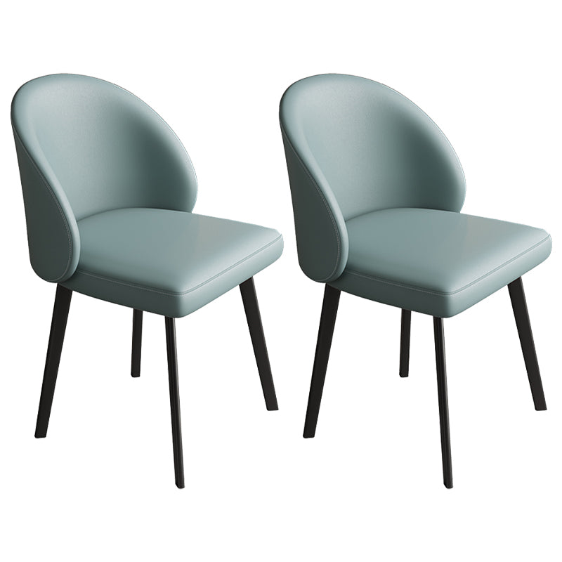 Contemporary Armless Dining Chairs Parsons Chair with Iron Legs for Home Use Blue 2 Piece Set Clearhalo ' kitchen&dining_furn' 'Dining Chairs' 'Dining Tables & Seating' 'dining_chair' 'furn' 'furn_dining_chair' 'Furniture' 'furniture_dining_chair' 'Kitchen & Dining Furniture' 'kitchen' 3542110