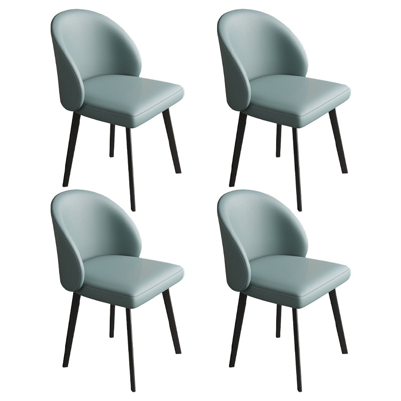 Contemporary Armless Dining Chairs Parsons Chair with Iron Legs for Home Use Blue 4 Piece Set Clearhalo ' kitchen&dining_furn' 'Dining Chairs' 'Dining Tables & Seating' 'dining_chair' 'furn' 'furn_dining_chair' 'Furniture' 'furniture_dining_chair' 'Kitchen & Dining Furniture' 'kitchen' 3542113