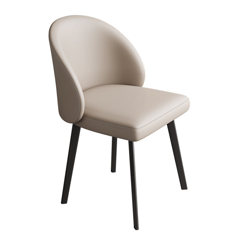 Contemporary Armless Dining Chairs Parsons Chair with Iron Legs for Home Use Light Khaki 1 Piece Clearhalo ' kitchen&dining_furn' 'Dining Chairs' 'Dining Tables & Seating' 'dining_chair' 'furn' 'furn_dining_chair' 'Furniture' 'furniture_dining_chair' 'Kitchen & Dining Furniture' 'kitchen' 3542114