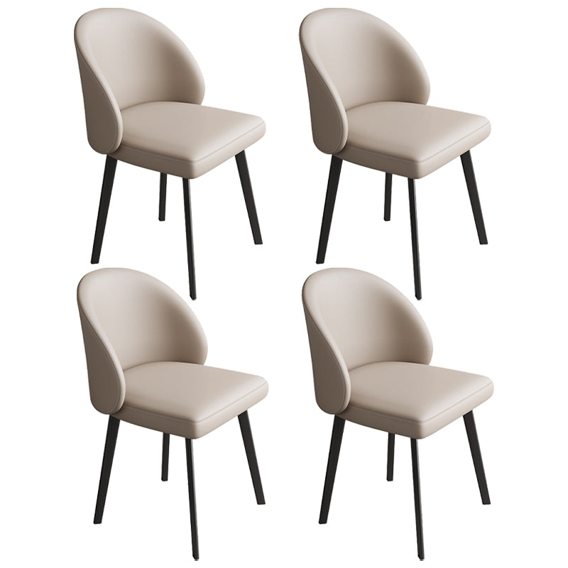Contemporary Armless Dining Chairs Parsons Chair with Iron Legs for Home Use Light Khaki 4 Piece Set Clearhalo ' kitchen&dining_furn' 'Dining Chairs' 'Dining Tables & Seating' 'dining_chair' 'furn' 'furn_dining_chair' 'Furniture' 'furniture_dining_chair' 'Kitchen & Dining Furniture' 'kitchen' 3542119