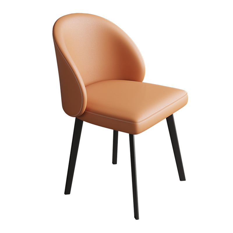 Contemporary Armless Dining Chairs Parsons Chair with Iron Legs for Home Use Orange 1 Piece Clearhalo ' kitchen&dining_furn' 'Dining Chairs' 'Dining Tables & Seating' 'dining_chair' 'furn' 'furn_dining_chair' 'Furniture' 'furniture_dining_chair' 'Kitchen & Dining Furniture' 'kitchen' 3542120