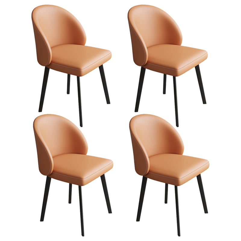 Contemporary Armless Dining Chairs Parsons Chair with Iron Legs for Home Use Orange 4 Piece Set Clearhalo ' kitchen&dining_furn' 'Dining Chairs' 'Dining Tables & Seating' 'dining_chair' 'furn' 'furn_dining_chair' 'Furniture' 'furniture_dining_chair' 'Kitchen & Dining Furniture' 'kitchen' 3542124