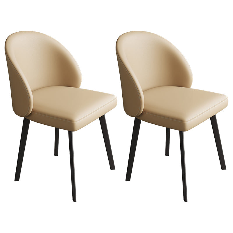 Contemporary Armless Dining Chairs Parsons Chair with Iron Legs for Home Use Beige 2 Piece Set Clearhalo ' kitchen&dining_furn' 'Dining Chairs' 'Dining Tables & Seating' 'dining_chair' 'furn' 'furn_dining_chair' 'Furniture' 'furniture_dining_chair' 'Kitchen & Dining Furniture' 'kitchen' 3542126