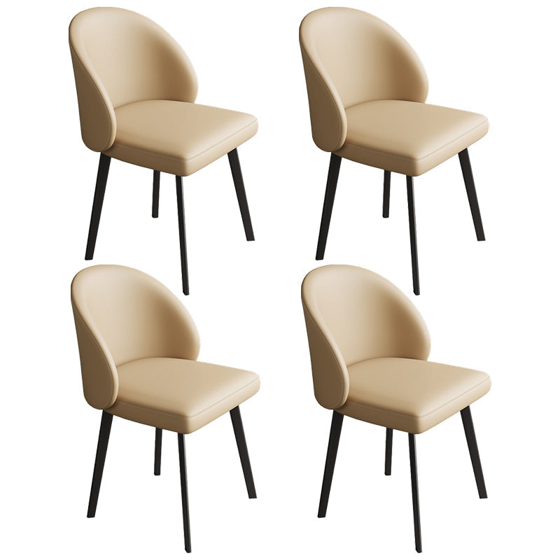 Contemporary Armless Dining Chairs Parsons Chair with Iron Legs for Home Use Beige 4 Piece Set Clearhalo ' kitchen&dining_furn' 'Dining Chairs' 'Dining Tables & Seating' 'dining_chair' 'furn' 'furn_dining_chair' 'Furniture' 'furniture_dining_chair' 'Kitchen & Dining Furniture' 'kitchen' 3542127