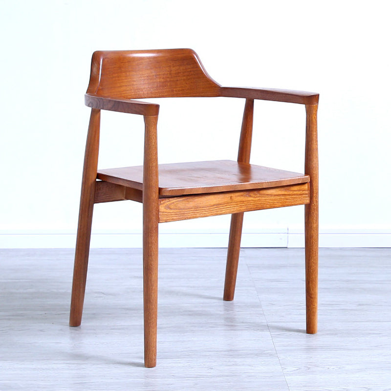 Modern Dining Arm Chair 22'' Wide Open Back Chair with 4 Wood Legs for Home Use Brown Wood 1 Piece Clearhalo ' kitchen&dining_furn' 'Dining Chairs' 'Dining Tables & Seating' 'dining_chair' 'furn' 'furn_dining_chair' 'Furniture' 'furniture_dining_chair' 'Kitchen & Dining Furniture' 'kitchen' 3542129