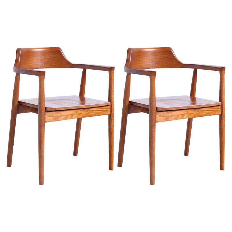 Modern Dining Arm Chair 22'' Wide Open Back Chair with 4 Wood Legs for Home Use Brown Wood 2 Piece Set Clearhalo ' kitchen&dining_furn' 'Dining Chairs' 'Dining Tables & Seating' 'dining_chair' 'furn' 'furn_dining_chair' 'Furniture' 'furniture_dining_chair' 'Kitchen & Dining Furniture' 'kitchen' 3542130