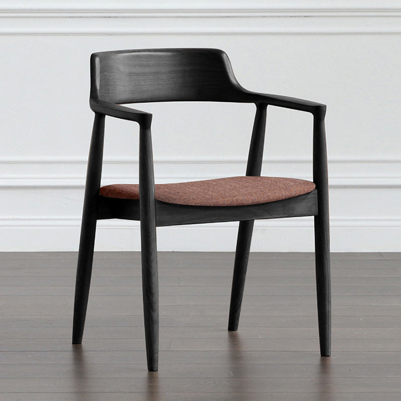 Modern Dining Arm Chair 22'' Wide Open Back Chair with 4 Wood Legs for Home Use Black Linen 1 Piece Clearhalo ' kitchen&dining_furn' 'Dining Chairs' 'Dining Tables & Seating' 'dining_chair' 'furn' 'furn_dining_chair' 'Furniture' 'furniture_dining_chair' 'Kitchen & Dining Furniture' 'kitchen' 3542146