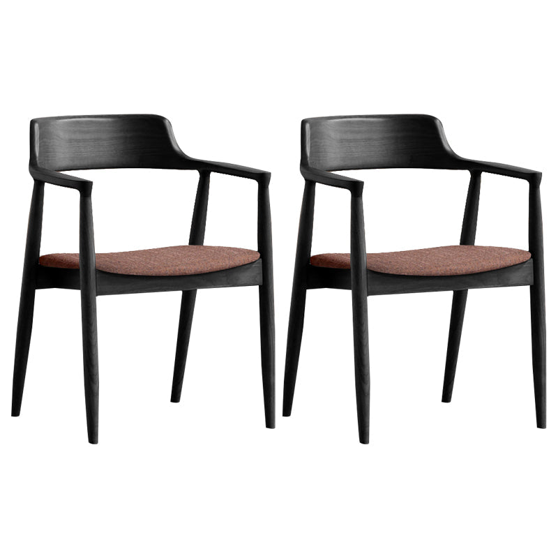 Modern Dining Arm Chair 22'' Wide Open Back Chair with 4 Wood Legs for Home Use Black Linen 2 Piece Set Clearhalo ' kitchen&dining_furn' 'Dining Chairs' 'Dining Tables & Seating' 'dining_chair' 'furn' 'furn_dining_chair' 'Furniture' 'furniture_dining_chair' 'Kitchen & Dining Furniture' 'kitchen' 3542149
