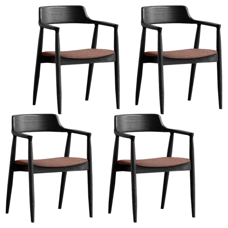 Modern Dining Arm Chair 22'' Wide Open Back Chair with 4 Wood Legs for Home Use Black Linen 4 Piece Set Clearhalo ' kitchen&dining_furn' 'Dining Chairs' 'Dining Tables & Seating' 'dining_chair' 'furn' 'furn_dining_chair' 'Furniture' 'furniture_dining_chair' 'Kitchen & Dining Furniture' 'kitchen' 3542151