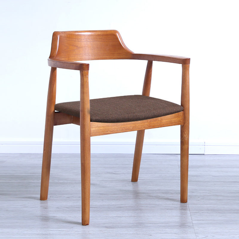 Modern Dining Arm Chair 22'' Wide Open Back Chair with 4 Wood Legs for Home Use Brown Linen 1 Piece Clearhalo ' kitchen&dining_furn' 'Dining Chairs' 'Dining Tables & Seating' 'dining_chair' 'furn' 'furn_dining_chair' 'Furniture' 'furniture_dining_chair' 'Kitchen & Dining Furniture' 'kitchen' 3542153