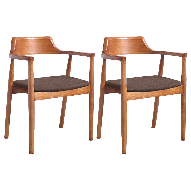 Modern Dining Arm Chair 22'' Wide Open Back Chair with 4 Wood Legs for Home Use Brown Linen 2 Piece Set Clearhalo ' kitchen&dining_furn' 'Dining Chairs' 'Dining Tables & Seating' 'dining_chair' 'furn' 'furn_dining_chair' 'Furniture' 'furniture_dining_chair' 'Kitchen & Dining Furniture' 'kitchen' 3542154