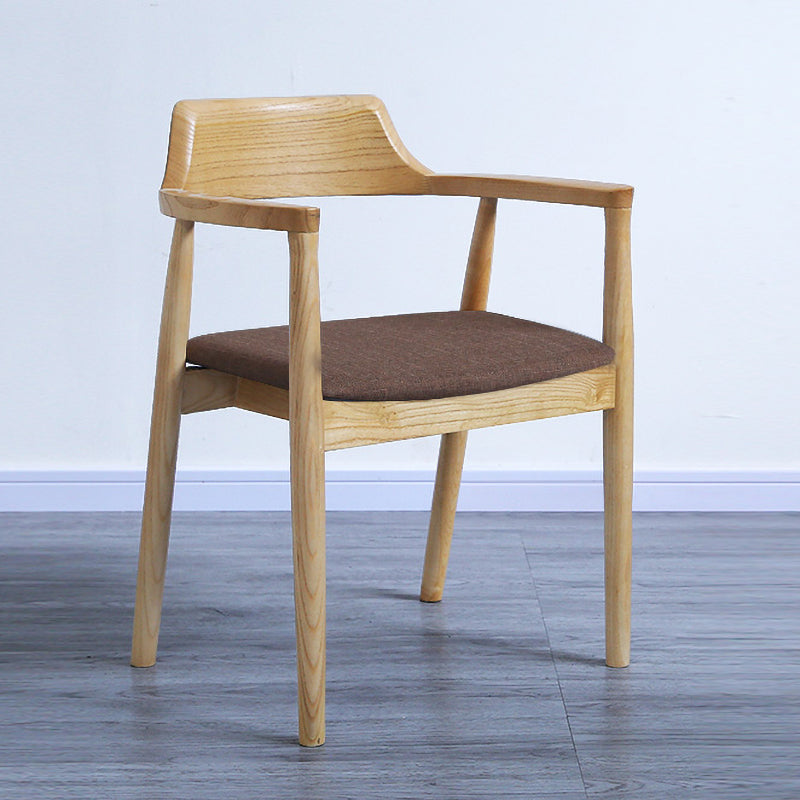 Modern Dining Arm Chair 22'' Wide Open Back Chair with 4 Wood Legs for Home Use Wood Linen 1 Piece Clearhalo ' kitchen&dining_furn' 'Dining Chairs' 'Dining Tables & Seating' 'dining_chair' 'furn' 'furn_dining_chair' 'Furniture' 'furniture_dining_chair' 'Kitchen & Dining Furniture' 'kitchen' 3542157