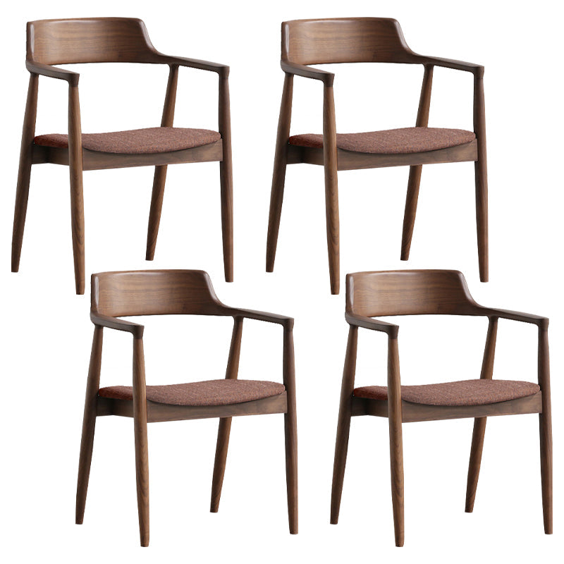 Modern Dining Arm Chair 22'' Wide Open Back Chair with 4 Wood Legs for Home Use Walnut Linen 4 Piece Set Clearhalo ' kitchen&dining_furn' 'Dining Chairs' 'Dining Tables & Seating' 'dining_chair' 'furn' 'furn_dining_chair' 'Furniture' 'furniture_dining_chair' 'Kitchen & Dining Furniture' 'kitchen' 3542162