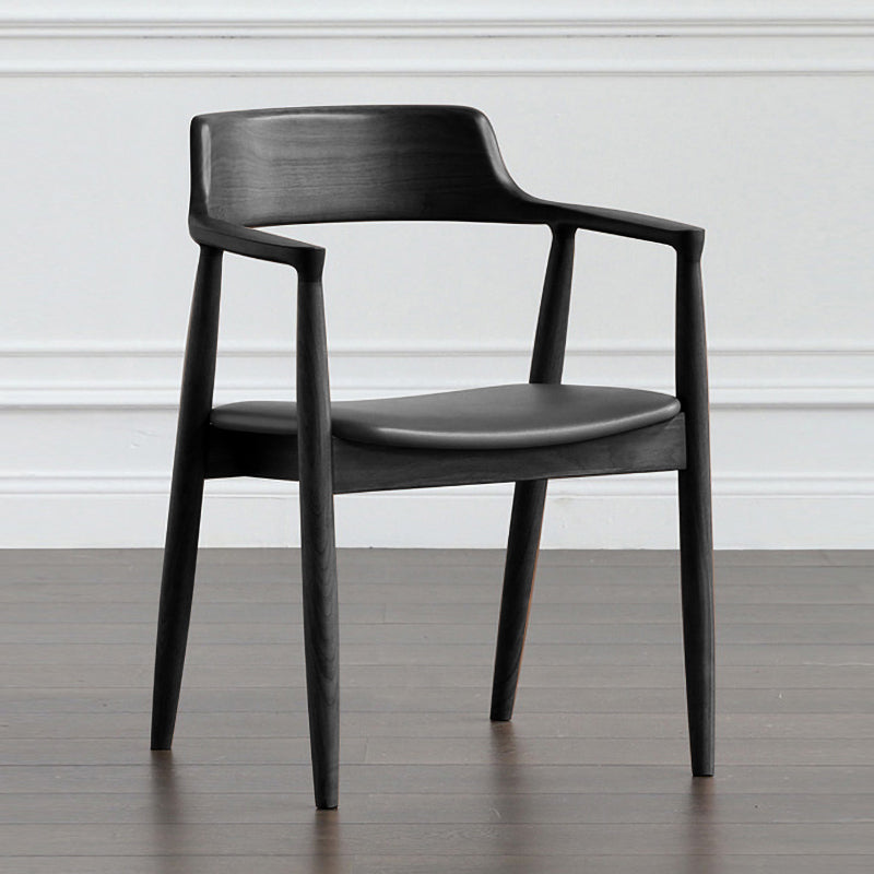 Modern Dining Arm Chair 22'' Wide Open Back Chair with 4 Wood Legs for Home Use Black Faux Leather 1 Piece Clearhalo ' kitchen&dining_furn' 'Dining Chairs' 'Dining Tables & Seating' 'dining_chair' 'furn' 'furn_dining_chair' 'Furniture' 'furniture_dining_chair' 'Kitchen & Dining Furniture' 'kitchen' 3542163