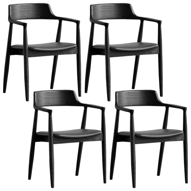 Modern Dining Arm Chair 22'' Wide Open Back Chair with 4 Wood Legs for Home Use Black Faux Leather 4 Piece Set Clearhalo ' kitchen&dining_furn' 'Dining Chairs' 'Dining Tables & Seating' 'dining_chair' 'furn' 'furn_dining_chair' 'Furniture' 'furniture_dining_chair' 'Kitchen & Dining Furniture' 'kitchen' 3542165