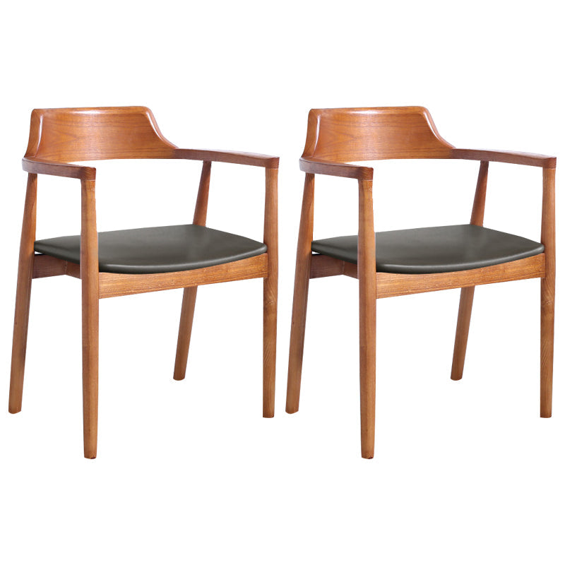 Modern Dining Arm Chair 22'' Wide Open Back Chair with 4 Wood Legs for Home Use Brown Faux Leather 2 Piece Set Clearhalo ' kitchen&dining_furn' 'Dining Chairs' 'Dining Tables & Seating' 'dining_chair' 'furn' 'furn_dining_chair' 'Furniture' 'furniture_dining_chair' 'Kitchen & Dining Furniture' 'kitchen' 3542167