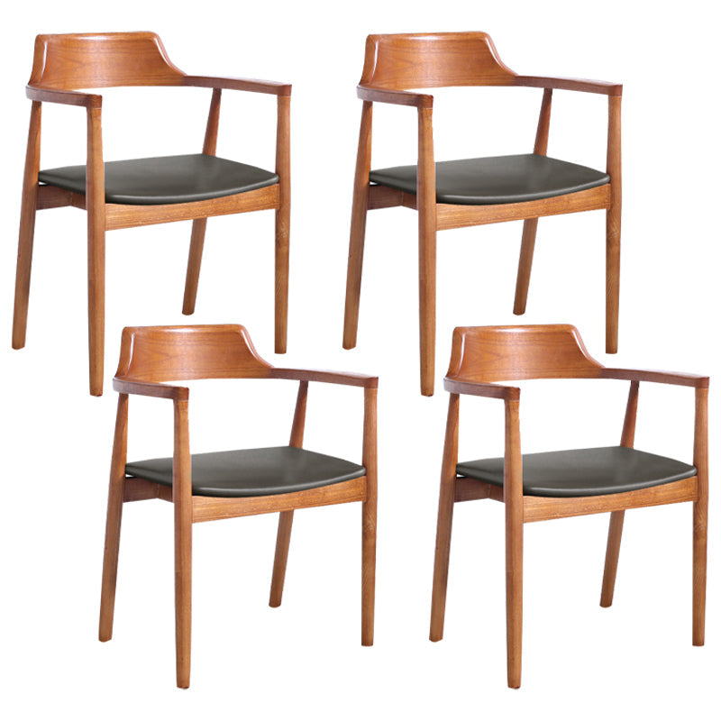 Modern Dining Arm Chair 22'' Wide Open Back Chair with 4 Wood Legs for Home Use Brown Faux Leather 4 Piece Set Clearhalo ' kitchen&dining_furn' 'Dining Chairs' 'Dining Tables & Seating' 'dining_chair' 'furn' 'furn_dining_chair' 'Furniture' 'furniture_dining_chair' 'Kitchen & Dining Furniture' 'kitchen' 3542168