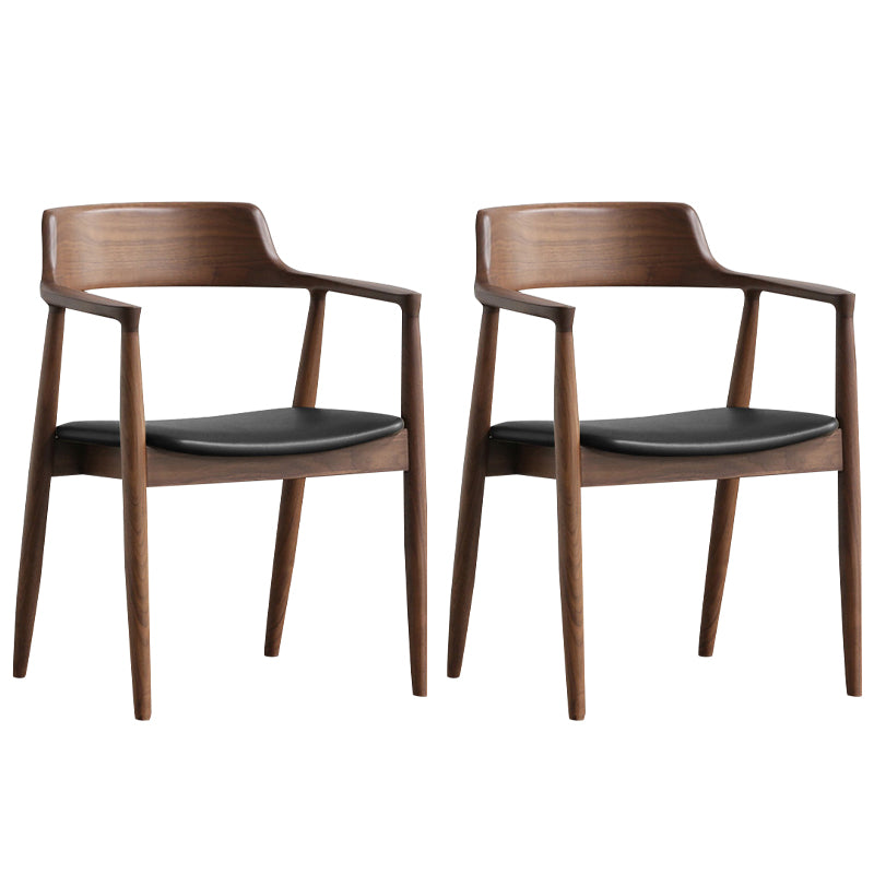 Modern Dining Arm Chair 22'' Wide Open Back Chair with 4 Wood Legs for Home Use Walnut Faux Leather 2 Piece Set Clearhalo ' kitchen&dining_furn' 'Dining Chairs' 'Dining Tables & Seating' 'dining_chair' 'furn' 'furn_dining_chair' 'Furniture' 'furniture_dining_chair' 'Kitchen & Dining Furniture' 'kitchen' 3542173