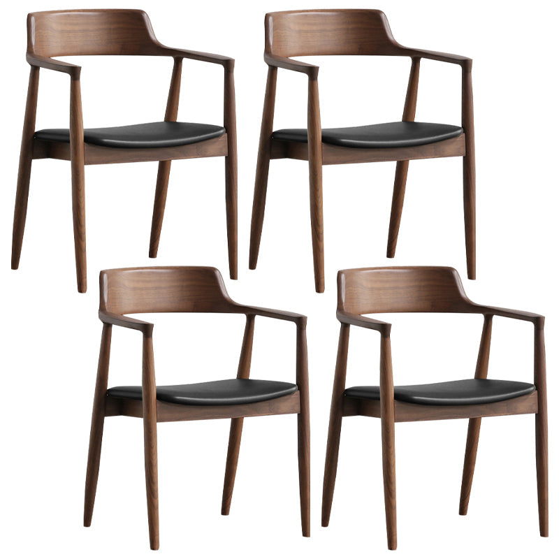 Modern Dining Arm Chair 22'' Wide Open Back Chair with 4 Wood Legs for Home Use Walnut Faux Leather 4 Piece Set Clearhalo ' kitchen&dining_furn' 'Dining Chairs' 'Dining Tables & Seating' 'dining_chair' 'furn' 'furn_dining_chair' 'Furniture' 'furniture_dining_chair' 'Kitchen & Dining Furniture' 'kitchen' 3542174