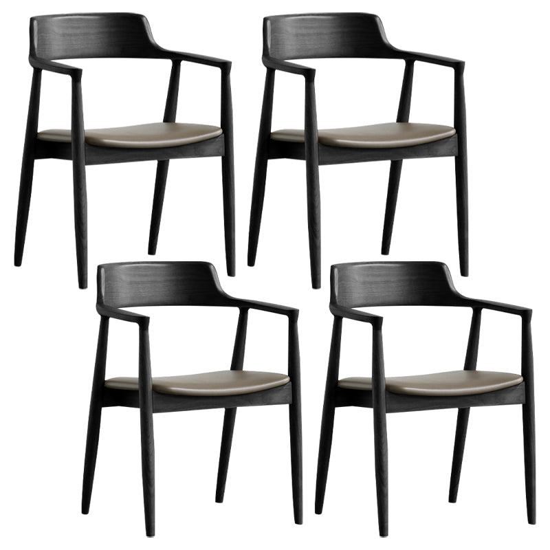 Modern Dining Arm Chair 22'' Wide Open Back Chair with 4 Wood Legs for Home Use Black Leather 4 Piece Set Clearhalo ' kitchen&dining_furn' 'Dining Chairs' 'Dining Tables & Seating' 'dining_chair' 'furn' 'furn_dining_chair' 'Furniture' 'furniture_dining_chair' 'Kitchen & Dining Furniture' 'kitchen' 3542177