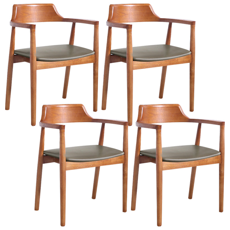 Modern Dining Arm Chair 22'' Wide Open Back Chair with 4 Wood Legs for Home Use Brown Leather 4 Piece Set Clearhalo ' kitchen&dining_furn' 'Dining Chairs' 'Dining Tables & Seating' 'dining_chair' 'furn' 'furn_dining_chair' 'Furniture' 'furniture_dining_chair' 'Kitchen & Dining Furniture' 'kitchen' 3542180