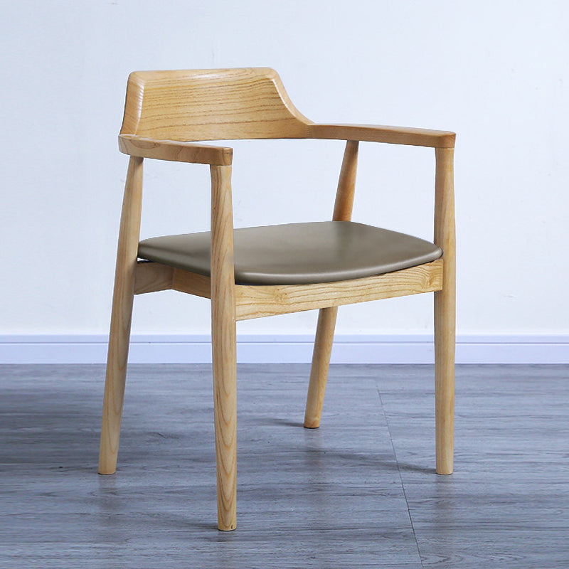 Modern Dining Arm Chair 22'' Wide Open Back Chair with 4 Wood Legs for Home Use Wood Leather 1 Piece Clearhalo ' kitchen&dining_furn' 'Dining Chairs' 'Dining Tables & Seating' 'dining_chair' 'furn' 'furn_dining_chair' 'Furniture' 'furniture_dining_chair' 'Kitchen & Dining Furniture' 'kitchen' 3542181