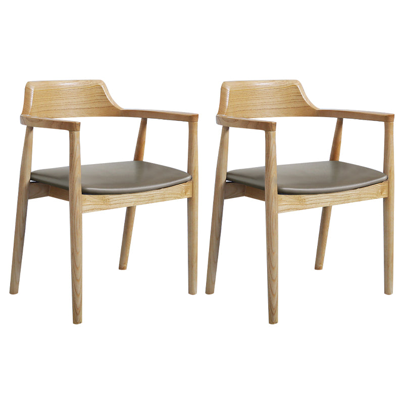 Modern Dining Arm Chair 22'' Wide Open Back Chair with 4 Wood Legs for Home Use Wood Leather 2 Piece Set Clearhalo ' kitchen&dining_furn' 'Dining Chairs' 'Dining Tables & Seating' 'dining_chair' 'furn' 'furn_dining_chair' 'Furniture' 'furniture_dining_chair' 'Kitchen & Dining Furniture' 'kitchen' 3542182