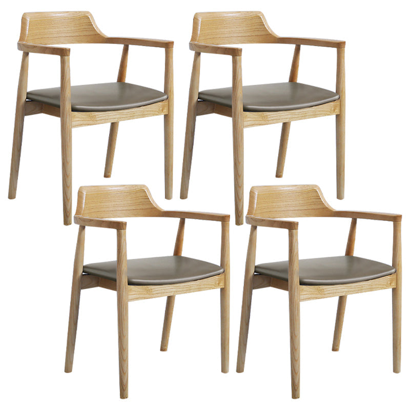 Modern Dining Arm Chair 22'' Wide Open Back Chair with 4 Wood Legs for Home Use Wood Leather 4 Piece Set Clearhalo ' kitchen&dining_furn' 'Dining Chairs' 'Dining Tables & Seating' 'dining_chair' 'furn' 'furn_dining_chair' 'Furniture' 'furniture_dining_chair' 'Kitchen & Dining Furniture' 'kitchen' 3542183
