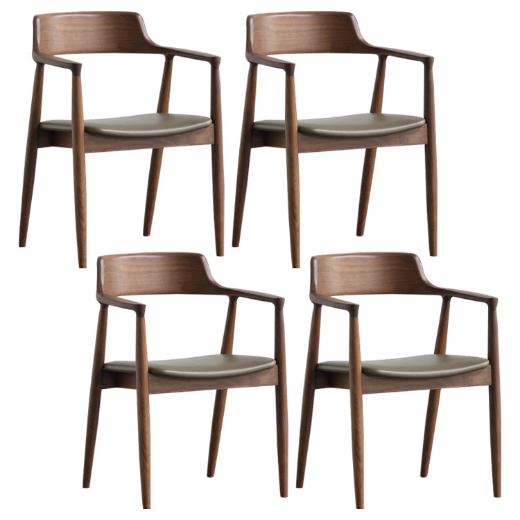 Modern Dining Arm Chair 22'' Wide Open Back Chair with 4 Wood Legs for Home Use Walnut Leather 4 Piece Set Clearhalo ' kitchen&dining_furn' 'Dining Chairs' 'Dining Tables & Seating' 'dining_chair' 'furn' 'furn_dining_chair' 'Furniture' 'furniture_dining_chair' 'Kitchen & Dining Furniture' 'kitchen' 3542186