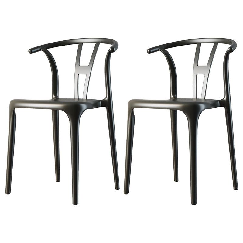 Contemporary Style Plastic Dining Chair Wishbone Back Chair for Kitchen Black 2 Piece Set Clearhalo ' kitchen&dining_furn' 'Dining Chairs' 'Dining Tables & Seating' 'dining_chair' 'furn' 'furn_dining_chair' 'Furniture' 'furniture_dining_chair' 'Kitchen & Dining Furniture' 'kitchen' 3542190