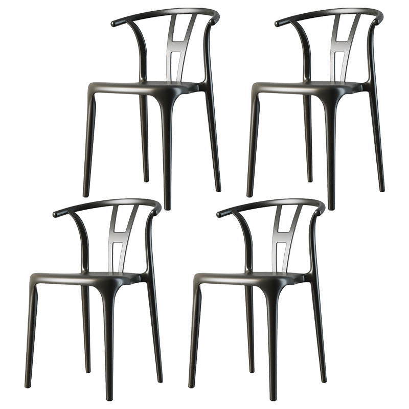 Contemporary Style Plastic Dining Chair Wishbone Back Chair for Kitchen Black 4 Piece Set Clearhalo ' kitchen&dining_furn' 'Dining Chairs' 'Dining Tables & Seating' 'dining_chair' 'furn' 'furn_dining_chair' 'Furniture' 'furniture_dining_chair' 'Kitchen & Dining Furniture' 'kitchen' 3542192