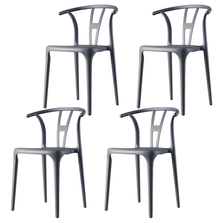 Contemporary Style Plastic Dining Chair Wishbone Back Chair for Kitchen Grey 4 Piece Set Clearhalo ' kitchen&dining_furn' 'Dining Chairs' 'Dining Tables & Seating' 'dining_chair' 'furn' 'furn_dining_chair' 'Furniture' 'furniture_dining_chair' 'Kitchen & Dining Furniture' 'kitchen' 3542195