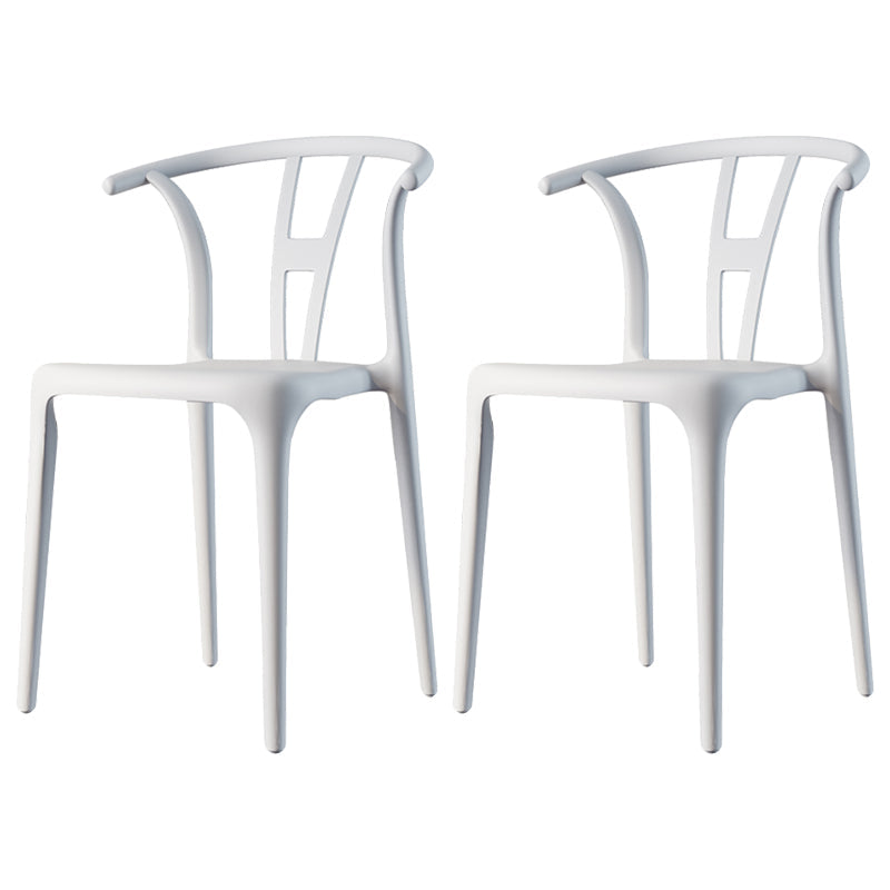 Contemporary Style Plastic Dining Chair Wishbone Back Chair for Kitchen White 2 Piece Set Clearhalo ' kitchen&dining_furn' 'Dining Chairs' 'Dining Tables & Seating' 'dining_chair' 'furn' 'furn_dining_chair' 'Furniture' 'furniture_dining_chair' 'Kitchen & Dining Furniture' 'kitchen' 3542200