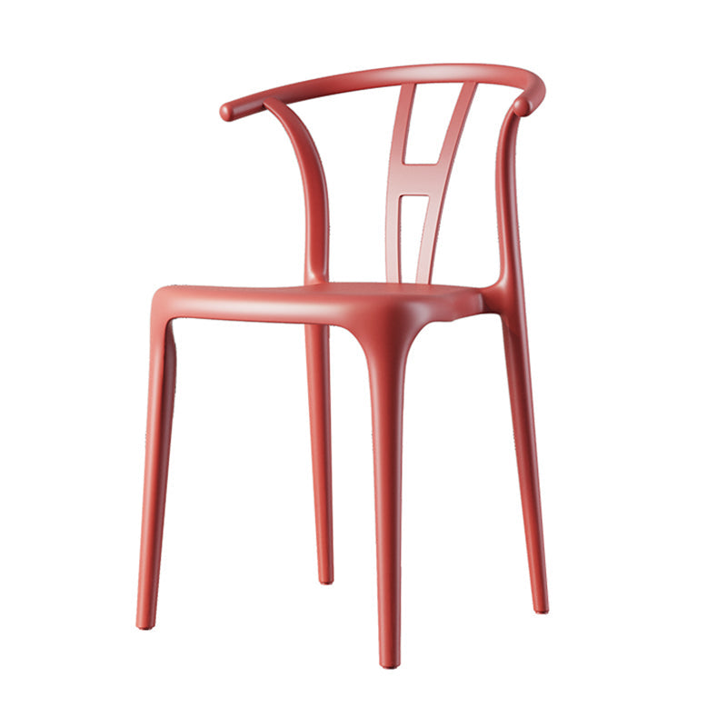 Contemporary Style Plastic Dining Chair Wishbone Back Chair for Kitchen Red 1 Piece Clearhalo ' kitchen&dining_furn' 'Dining Chairs' 'Dining Tables & Seating' 'dining_chair' 'furn' 'furn_dining_chair' 'Furniture' 'furniture_dining_chair' 'Kitchen & Dining Furniture' 'kitchen' 3542203