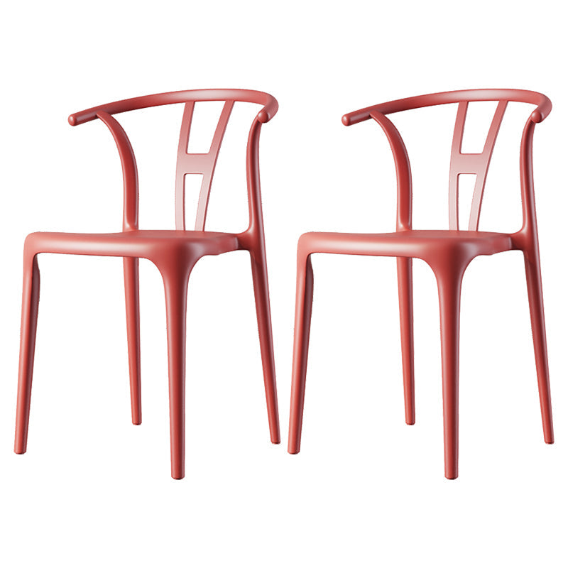 Contemporary Style Plastic Dining Chair Wishbone Back Chair for Kitchen Red 2 Piece Set Clearhalo ' kitchen&dining_furn' 'Dining Chairs' 'Dining Tables & Seating' 'dining_chair' 'furn' 'furn_dining_chair' 'Furniture' 'furniture_dining_chair' 'Kitchen & Dining Furniture' 'kitchen' 3542204