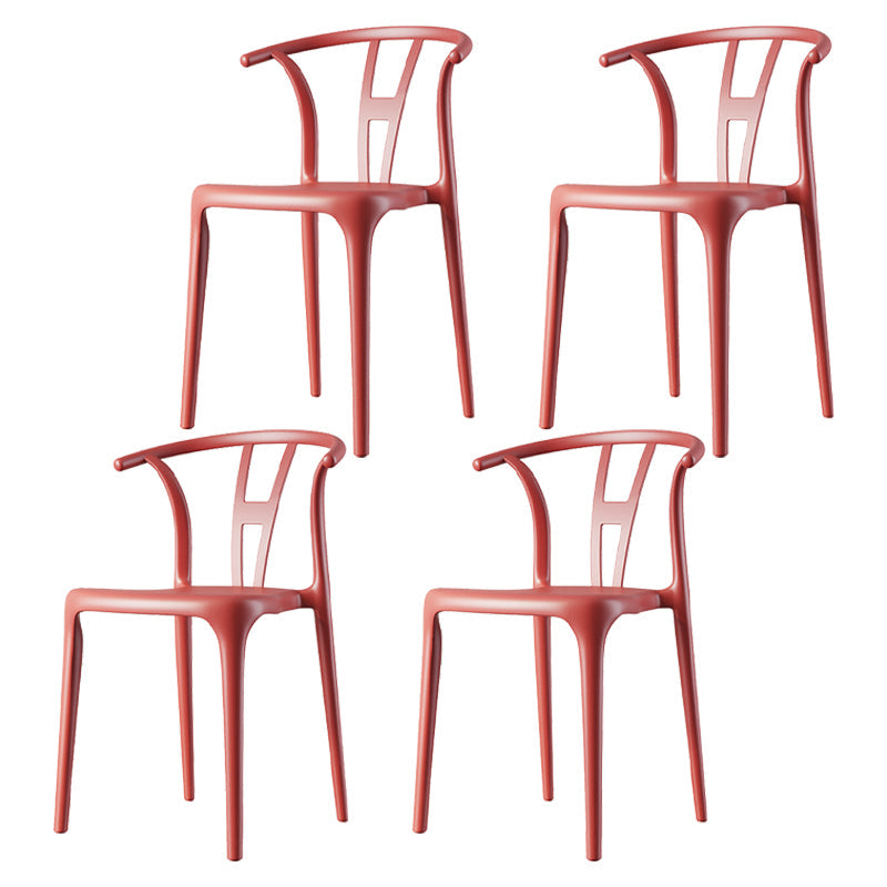 Contemporary Style Plastic Dining Chair Wishbone Back Chair for Kitchen Red 4 Piece Set Clearhalo ' kitchen&dining_furn' 'Dining Chairs' 'Dining Tables & Seating' 'dining_chair' 'furn' 'furn_dining_chair' 'Furniture' 'furniture_dining_chair' 'Kitchen & Dining Furniture' 'kitchen' 3542205