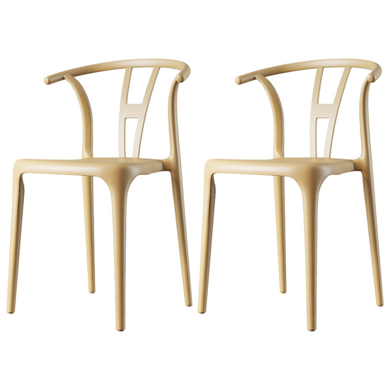 Contemporary Style Plastic Dining Chair Wishbone Back Chair for Kitchen Yellow 2 Piece Set Clearhalo ' kitchen&dining_furn' 'Dining Chairs' 'Dining Tables & Seating' 'dining_chair' 'furn' 'furn_dining_chair' 'Furniture' 'furniture_dining_chair' 'Kitchen & Dining Furniture' 'kitchen' 3542207