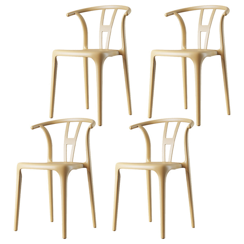 Contemporary Style Plastic Dining Chair Wishbone Back Chair for Kitchen Yellow 4 Piece Set Clearhalo ' kitchen&dining_furn' 'Dining Chairs' 'Dining Tables & Seating' 'dining_chair' 'furn' 'furn_dining_chair' 'Furniture' 'furniture_dining_chair' 'Kitchen & Dining Furniture' 'kitchen' 3542208